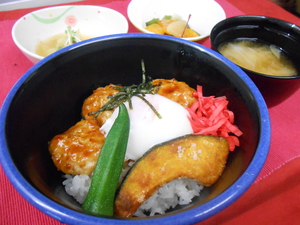 8月15日鶏つくねと彩り野菜の丼ぶり.JPG