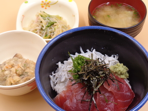 5月7日釜揚げしらすと鮪の紅白丼.JPG