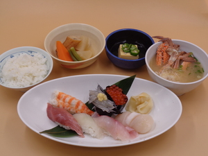 6月13日　特上にぎり寿司と渡り蟹の味噌汁.JPG